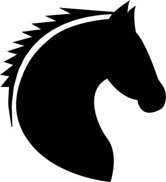a horse head silhouetted on a white background