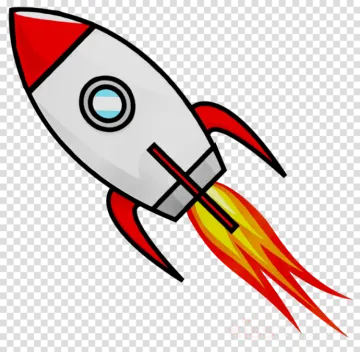 a cartoon rocket with red and yellow flames on it