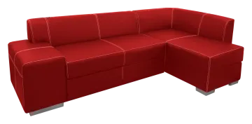 a red couch with two seats on it