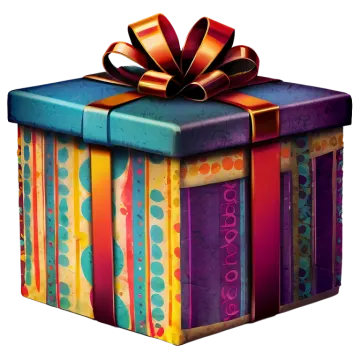 a colorful gift box with a ribbon and bow