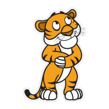 a cartoon tiger standing with his arms crossed