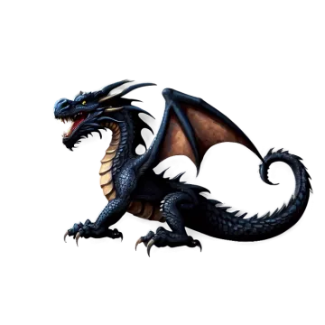 a black dragon with its wings spread out