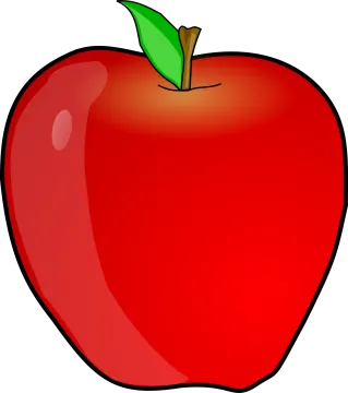 an apple with a green leaf on top