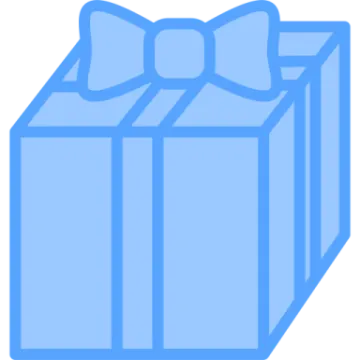 a blue gift box with a bow