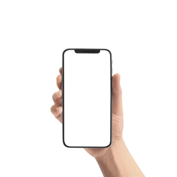 a hand holding an iphone with a blank screen