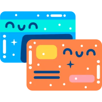 two credit cards with smiley faces on them