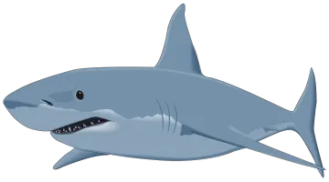 a cartoon shark with its mouth open