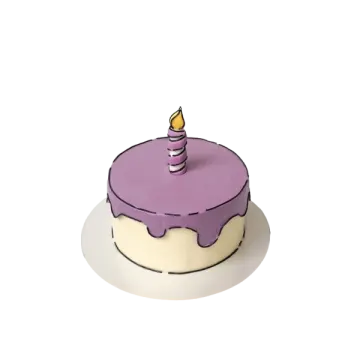 a purple cake with a candle on top