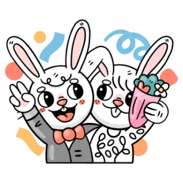 a couple of rabbits in a suit and bow tie