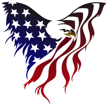an eagle with the colors of the american flag