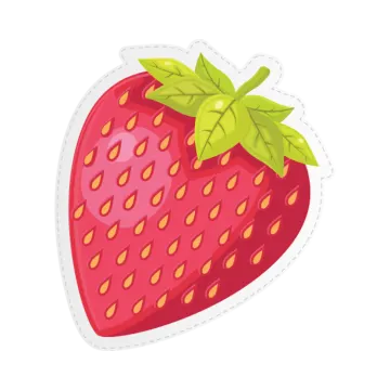 a strawberry sticker on a white background