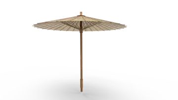 a wooden umbrella on a white background