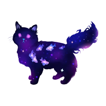 a black cat with butterflies on it's back