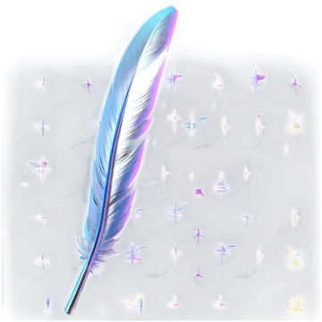 a blue feather on a white background