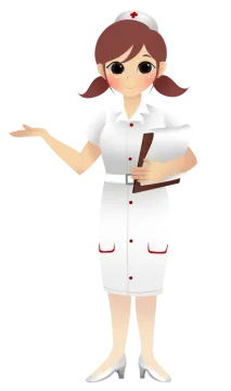 a female nurse holding a clipboard