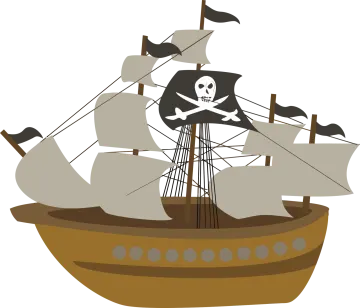 a pirate ship with a skull on it