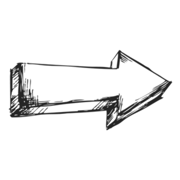 a black and white drawing of an arrow