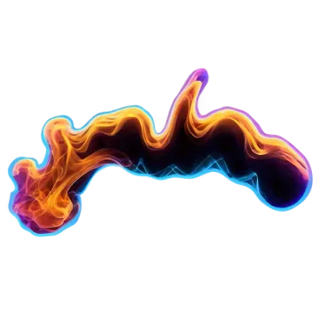 a blue and red fire on a white background