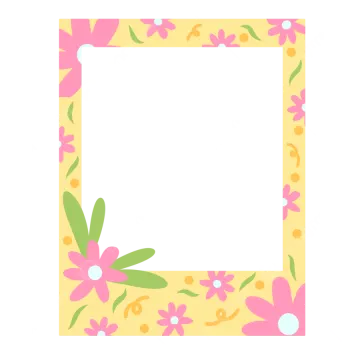 a yellow frame with pink flowers on it