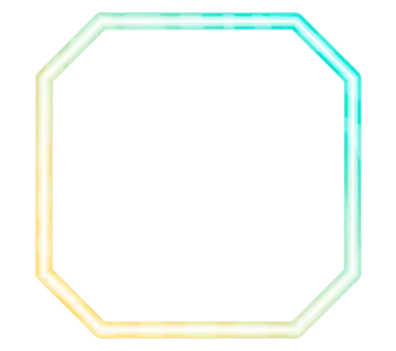 a white hexagon with blue and yellow stripes