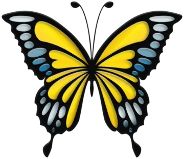 a butterfly with blue and yellow wings
