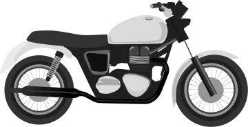 a black and white motorcycle on a white background