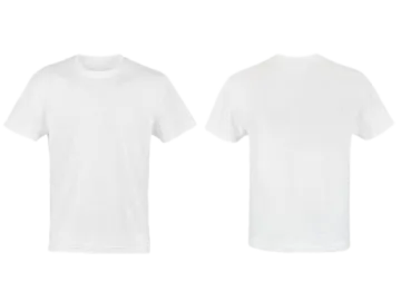 a pair of white t shirts on a white background