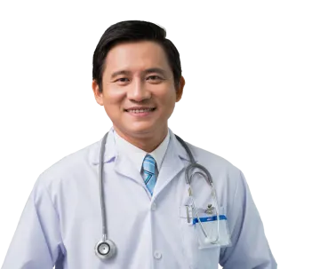 a man wearing a white lab coat