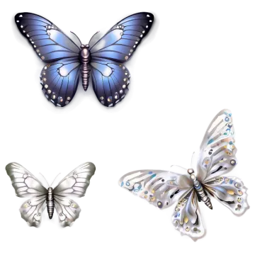 three butterflies on a white background