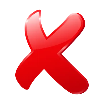 a red x symbol on a white background