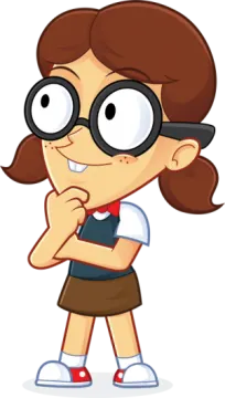 a cartoon girl with glasses on her face