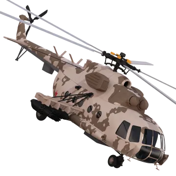 a military helicopter flying in the air