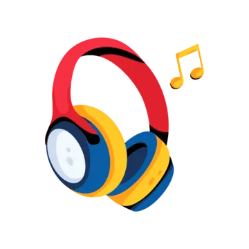 a pair of headphones with music notes