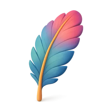 a colorful feather on a white background
