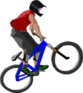 a man riding a bike on a white background