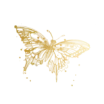 a gold butterfly on a white background
