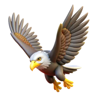 an eagle flying with its wings spread out