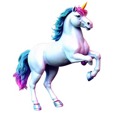 a white unicorn standing on its hinds