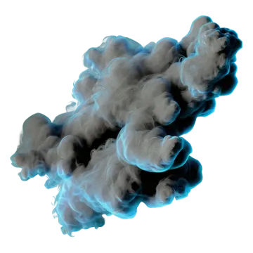 a black and blue cloud of smoke