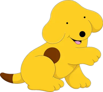 a cartoon dog sitting on the ground