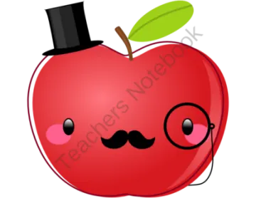 an apple with a top hat and mustache