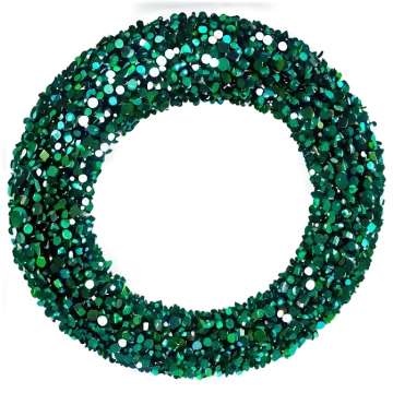 a green beaded wreath on a white background