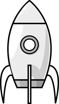 a black and white image of a rocket