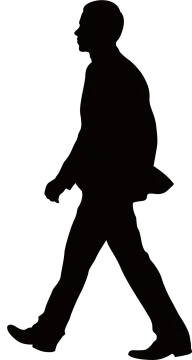 a black and white silhouette of a man walking