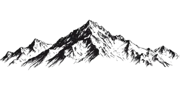 a black and white drawing of a mountain
