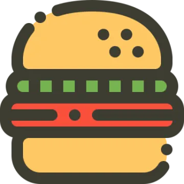 a hamburger with green and red stripes