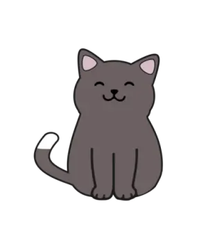 a black cat sitting down on the ground