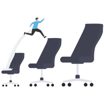 a man jumping over a row of chairs