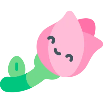 a pink flower with a green stem