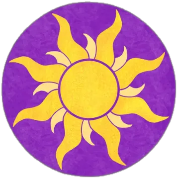 a purple and yellow sun on a white background
